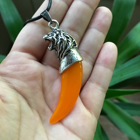 525 Orange Lion Tooth Necklace 